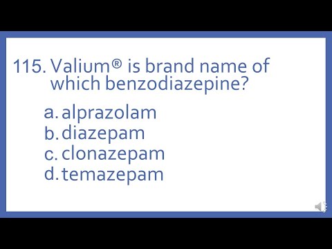 Top 200 Drugs Practice Test Question - Valium is brand name of which benzodiazepine (PTCB Test Prep)