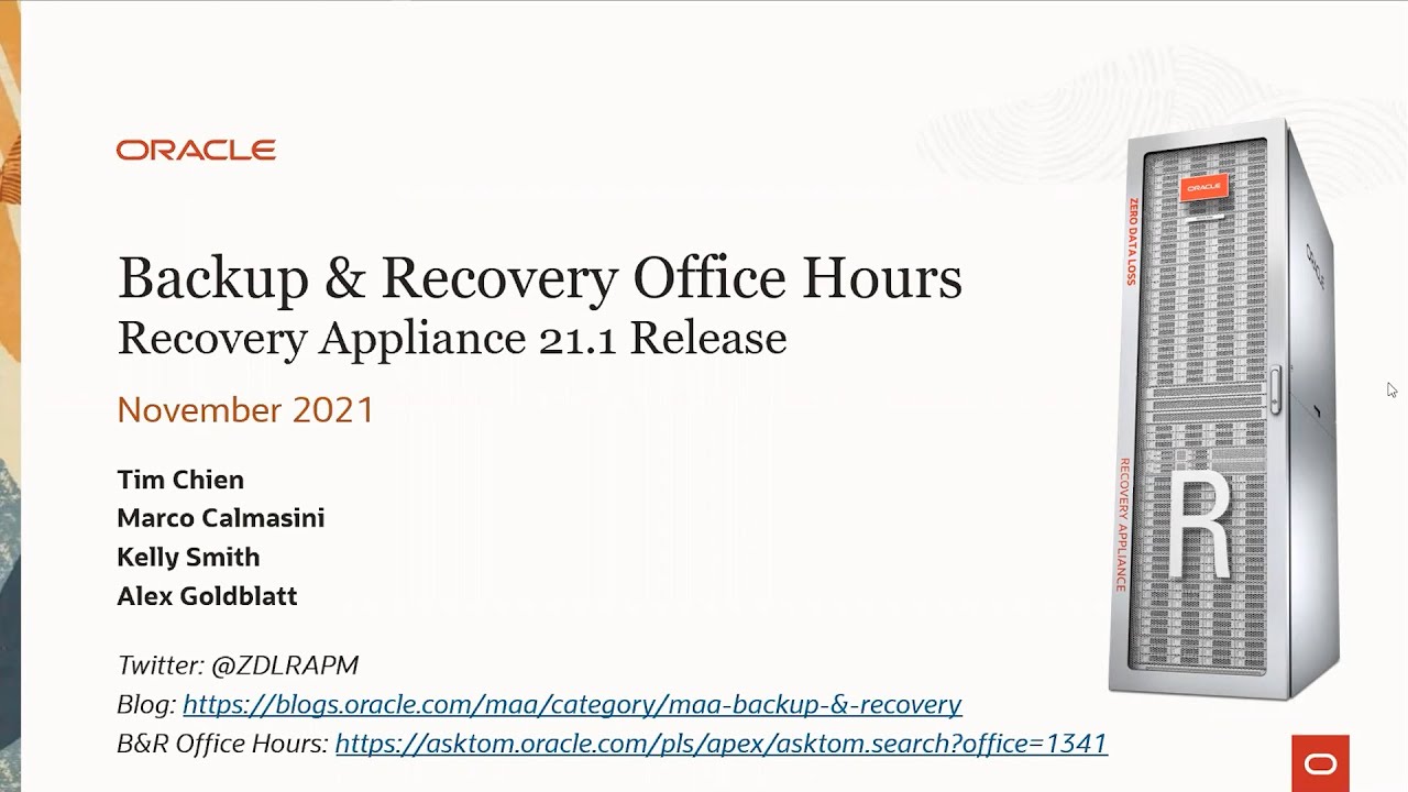 Database Backup and Recovery Office Hours