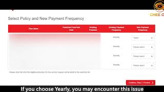 How to change insurance Payment Frequency (Great Eastern E Connect)