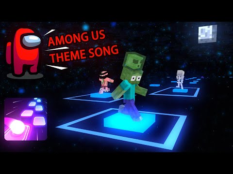 Monster School : Tiles Hop EDM Rush! Challenge + AMONG US Theme Song - Minecraft Animation