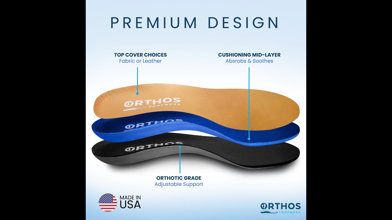 Watch ORTHOS Footwear Orthotic Insoles 3/4 Length for Tight-Fitting Shoes - USA Made video