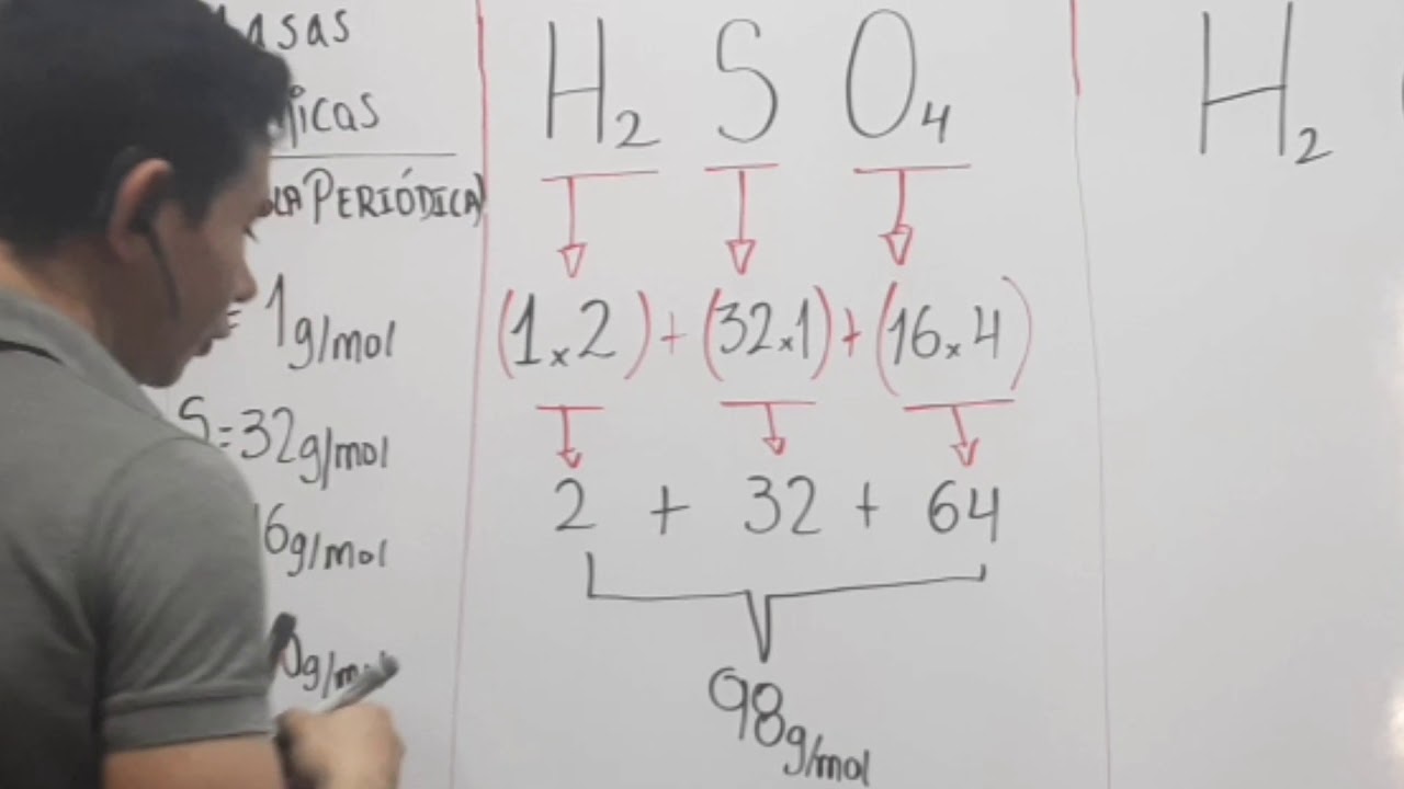 CALCULAR LA MASA MOLECULAR DEL H2SO4, H2O y Ca3(PO4)2