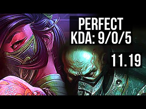 AKALI vs URGOT (TOP) | 9/0/5, 800+ games, Legendary | NA Master | v11.19