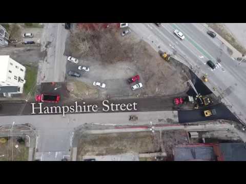 Aerial view of Hampshire Street paving in Auburn