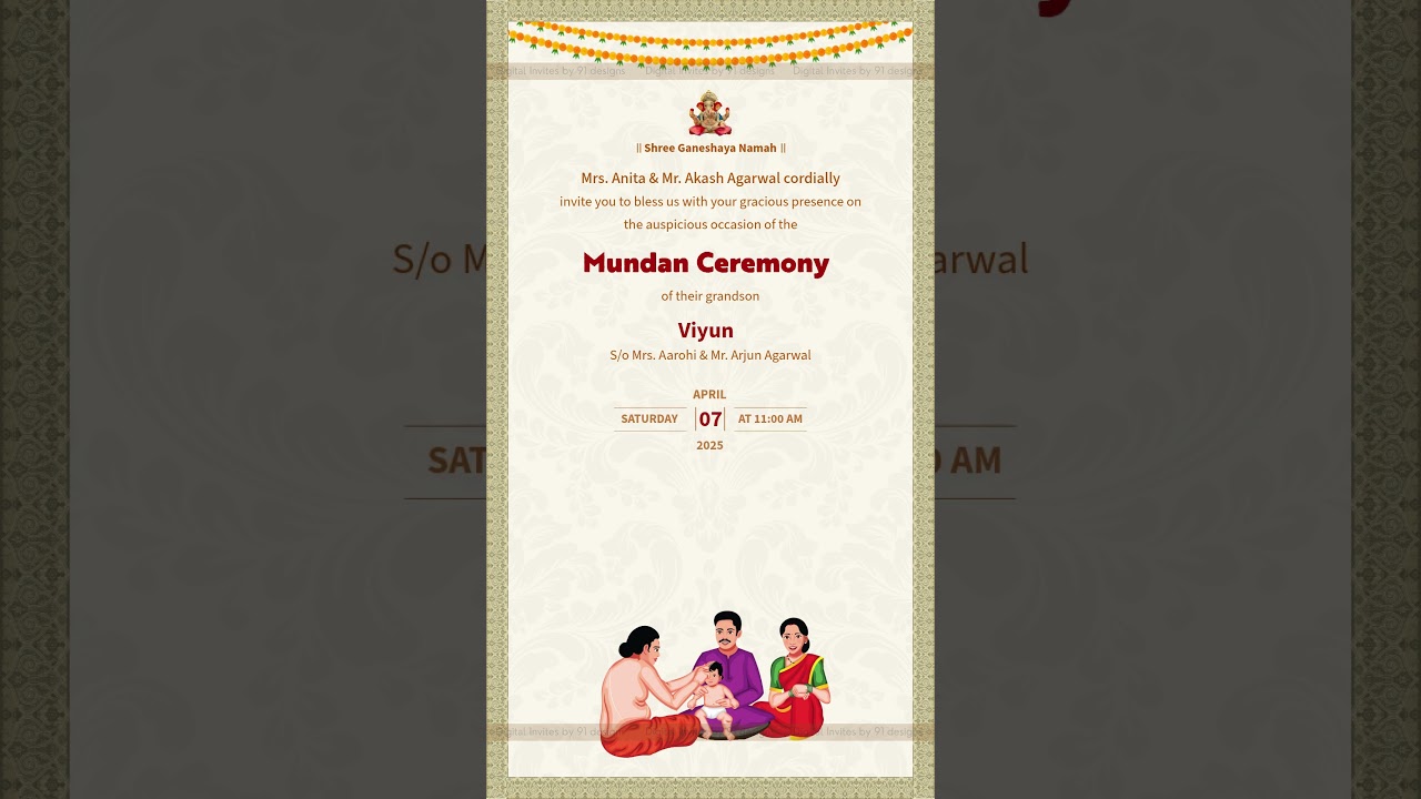 Sacred Vedic Mundan Ceremony Invitation
