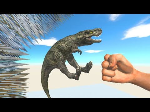 Strong Punch in Sloping Spike Wall - Animal Revolt Battle Simulator