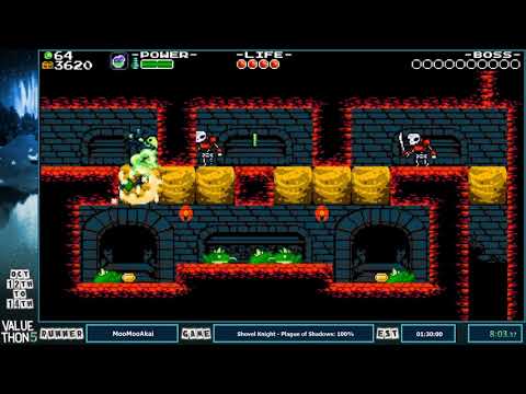 Valuethon 5 - Shovel Knight Plague of Shadows 100% Speedrun by MooMooAkai