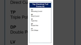 Top Electrical Full Forms-2  #Electrical GK