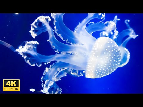 Colorful Jellyfish Aquarium in 4K Video Ultra HD with Relaxing Music