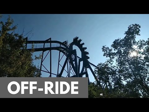 Off-ride footage of a Batman The Ride train