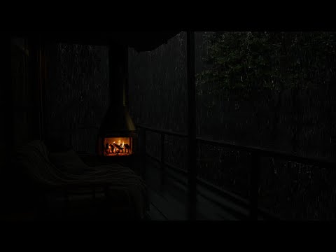 No Ads,Soothing Rain & Gentle Fire Sounds on a Quiet Balcony–Drift Into Deep Sleep & Peaceful Dreams