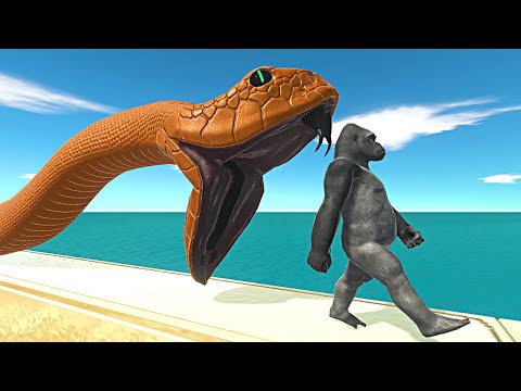 Units Falling Into Black Mamba Tank - Animal Revolt Battle Simulator