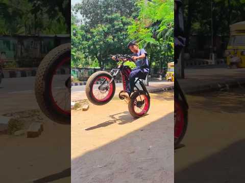 Fat tyre wali 🔥 electric cycle ⚡ wheelie stunt 💯 #fatcycle #fatbike #ebike #stunt #stuntbike #mtb