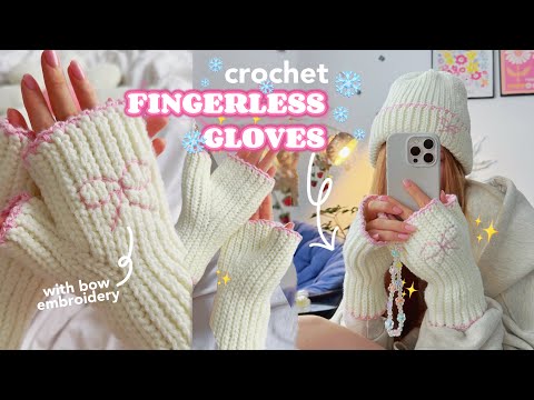 Crochet fingerless gloves / beginner friendly tutorial 🎀✨