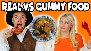 Real vs Gummy Food Turkey Dinner. Totally TV