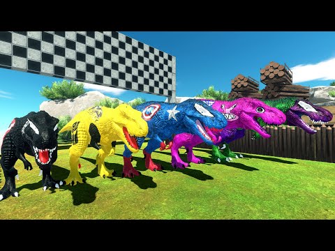 x5 T-rex:Hulk,Captain,Venom,...Dinosaurs Racing Championship - Animal Revolt Battle Simulator