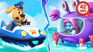 Police Boat vs Crab Boat | Useful Story | Cartoon | Safety Rules for Kids | Sheriff Labrador