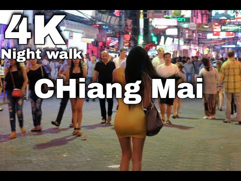 Caminhada noturna em Chiang Mai 4K | Sábado Wua Lai Walking Street 720P HD