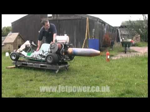 Jetpower.co.uk - DIY Jet Kart, first test of the afterburner with reduced RPM.