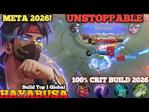 MANIAC‼️ Hayabusa Best Build 2026 & Fast Hand Tips! - Build Top 1 Global Hayabusa - MLBB