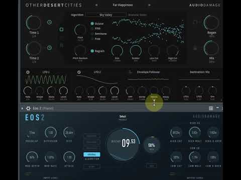 Ambient piano from Spitfire Stratus, ran into Audio Damage's Other Desert Cities and Eos2