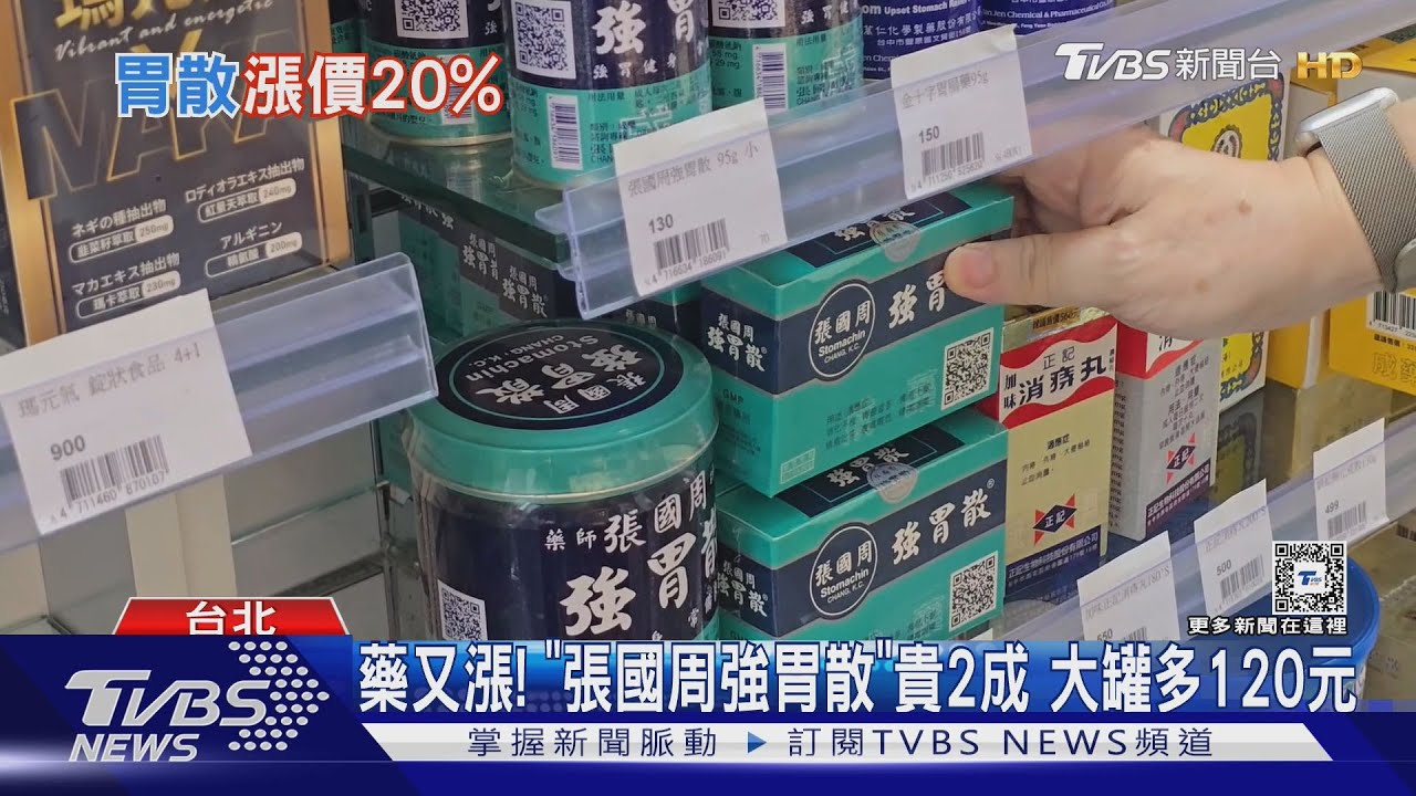 藥又漲!「張國周強胃散」貴2成 大罐多120元