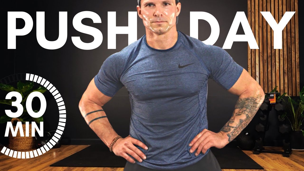 PUSH WORKOUT with DUMBBELLS at Home (Chest, Shoulders & Triceps)