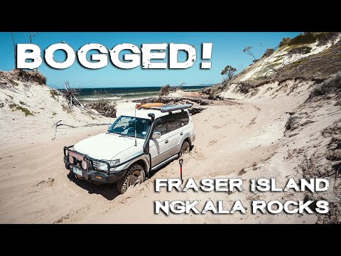 Bogged in Fraser Island (pt 2) | How To Pass Ngkala Rocks | 90 Series Prado 100 Series Landcruiser