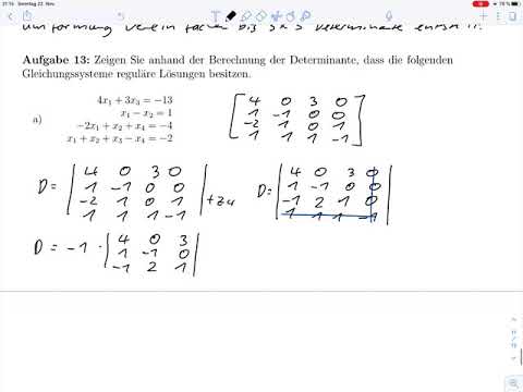 Übungsblatt7 – Determinante für eine 4x4 Matrix Aufg.13