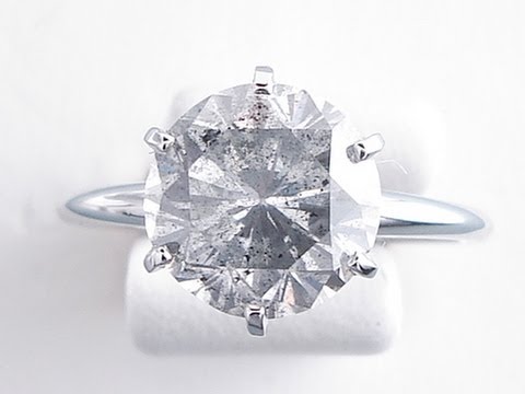 3.10 ct Round Brilliant Cut Fancy Gray - I3 Diamond Solitaire Ring - BigDiamondsUSA