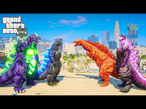 GTA 5 Mods: Heisei Godzilla & Godzilla Super vs Shin Godzilla Team