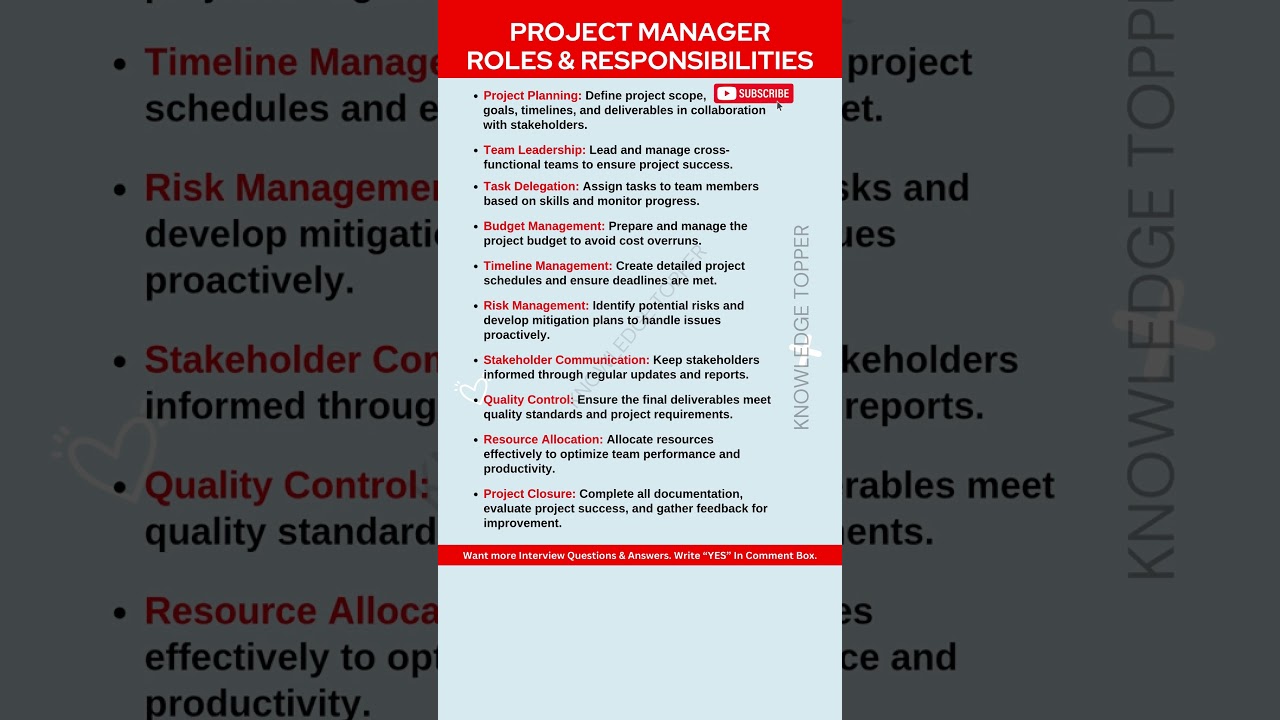 Project Manager Roles and Responsibilities