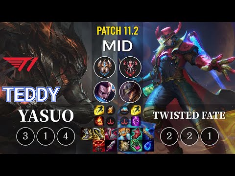 T1 Teddy Yasuo vs Twisted Fate Mid - KR Patch 11.2