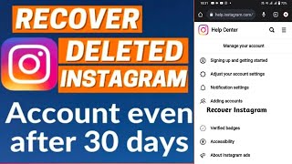 How to recover permanently deleted Instagram account after 30 days || Instagram account recovery