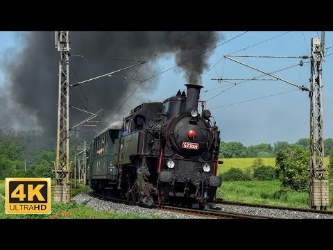Parní lokomotiva 423 009 Postřižinský expres 25.5.2019 (4K)