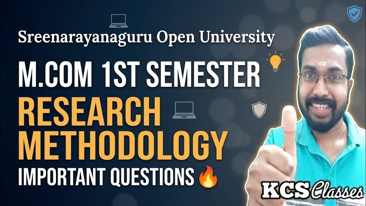 Research Methodology Important Questions 🔥|Sreenarayanaguru Open University M.com 1st Semester 