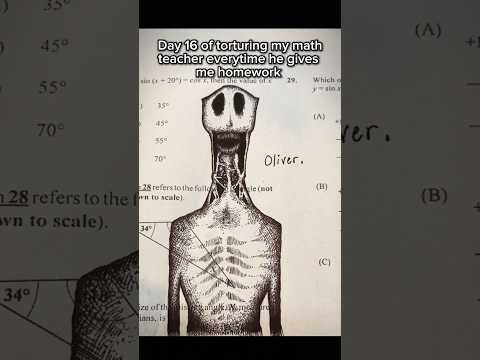 day 16 of torturing my math teacher everytime he gives me homework #art #horror #drawing #shorts