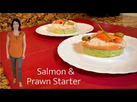 Salmon Avocado Prawn Starter #salmon #avocado #prawns