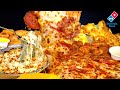 ASMR MUKBANG DOMINO S EXTRA CHEESY PEPPERONI PIZZA CREAMY PASTA CHEESY BREAD WITH CHEESE RANCH