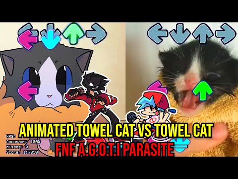 A.G.O.T.I PARASITE Towel Cat VS ANIMATED TOWEL Cat? - Friday Night Funkin' Animation