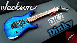 Video thumbnail for Jackson DK2 Dinky Pro Trans Blue 2007 Made in Japan Seymour Duncan Pickups guitar close up video by Oxford Guitars