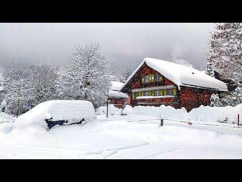Сильный снегопад в Клостерсе ❄️ Швейцария 4K ????????