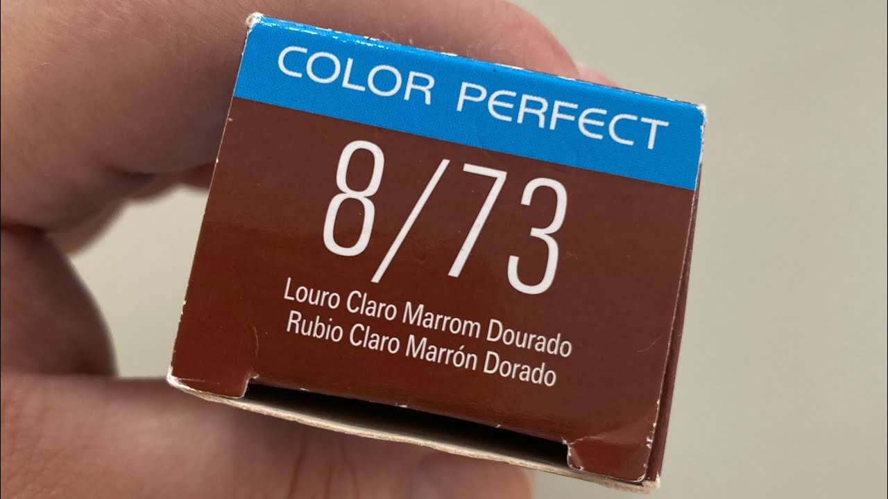 Cor 8.73 ( marrom dourado ) da wella Color Perfect .