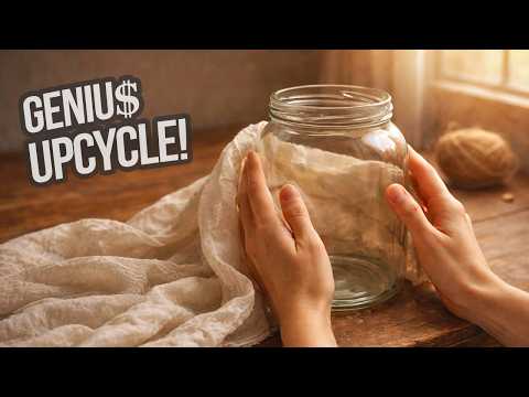 I took a glass jar and cotton fabric scraps. Fantastic result! Rustic farmhouse style Craft