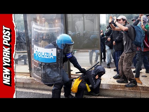 Italian Protesters Clash With Police During Strike Over Gaza