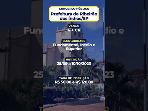🚨 PREFEITURA DE RIBEIRÃO DOS ÍNDIOS SP, concurso com remunerações de até R$ 9.300,00. #shorts