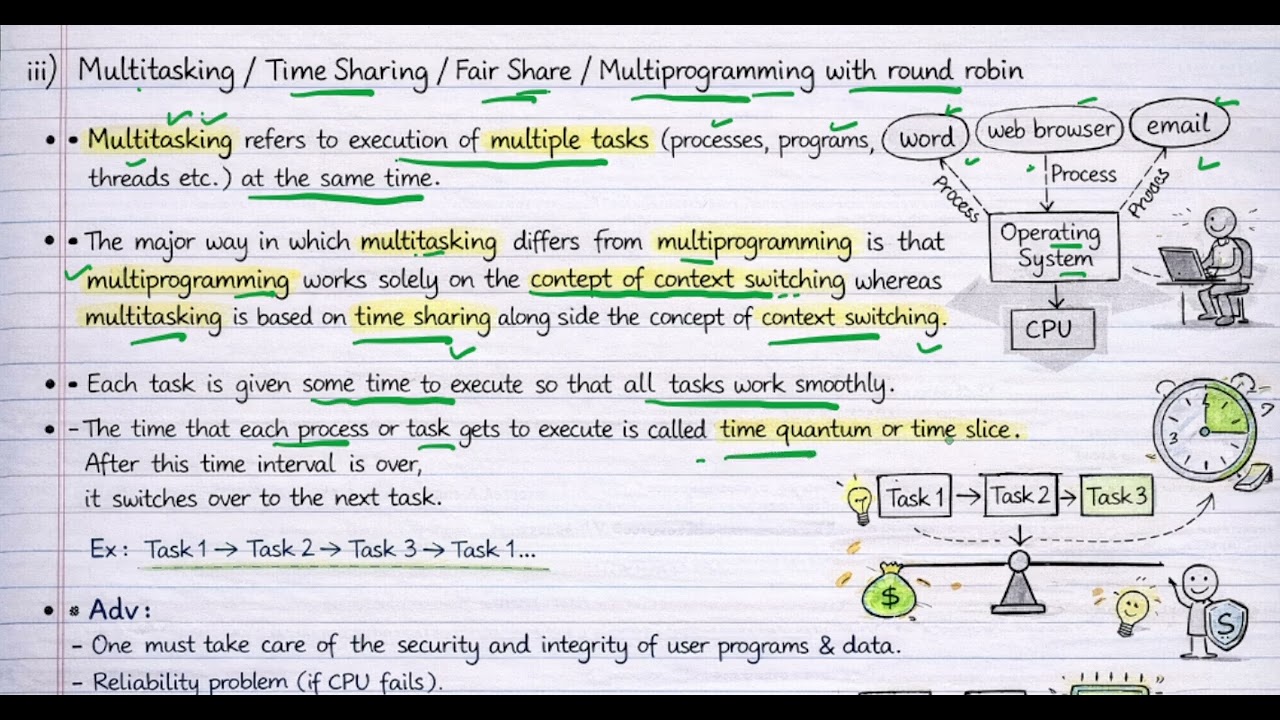 Study Notes on Multitasking Operating System & Round Robin Scheduling