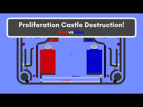 Red vs Blue - Proliferation Castle Destruction - Algodoo Marble Race
