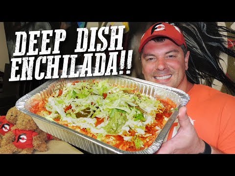 Deep Dish Enchilada "Chupacabra" Mexican Food Challenge!! Video