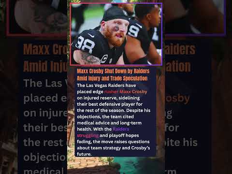 Maxx Crosby Shut Down by Raiders Amid Injury and Trade Speculation The Las Vegas Raiders have placed
